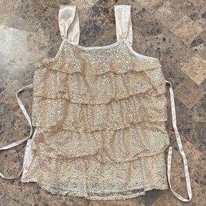 Justice Gold Sequin Layered Ruffle Camisole